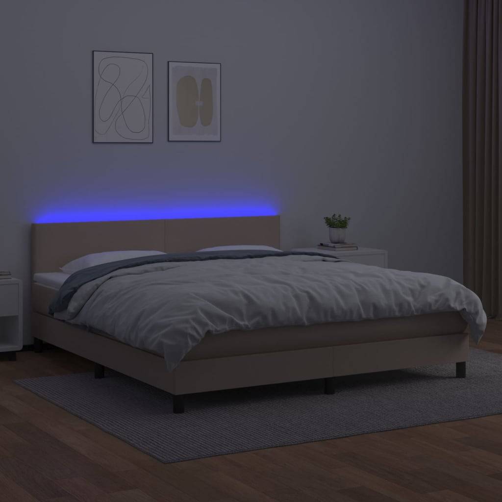 vidaXL Boxspringbett mit Matratze & LED Cappuccino-Braun 180x200cm