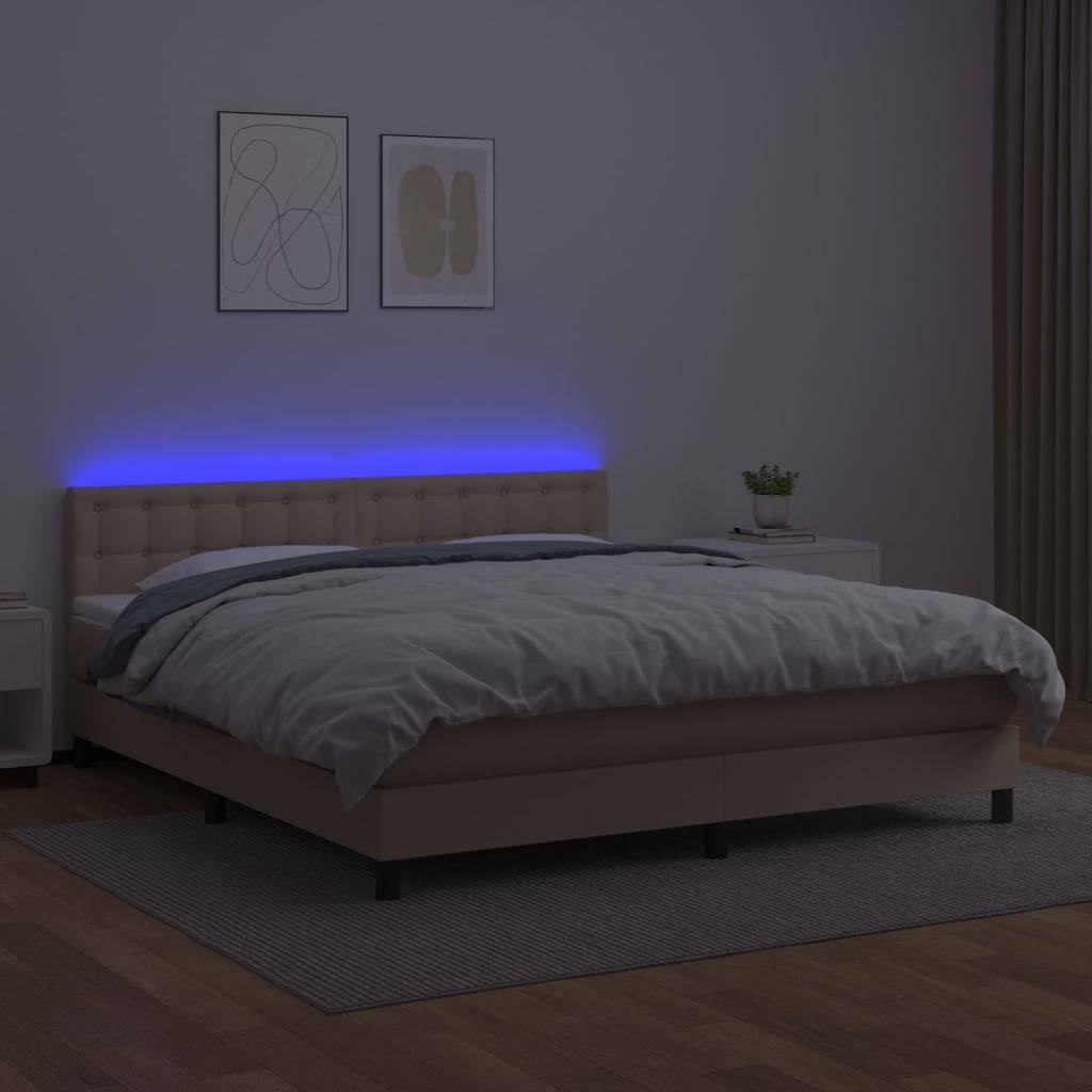 vidaXL Boxspringbett mit Matratze & LED Cappuccino-Braun 160x200cm