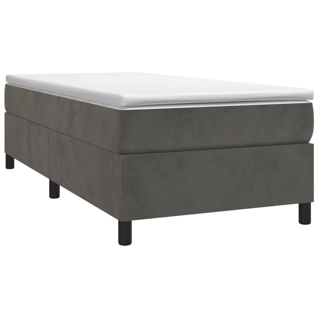 vidaXL Boxspringbett mit Matratze Dunkelgrau 100x200 cm Samt