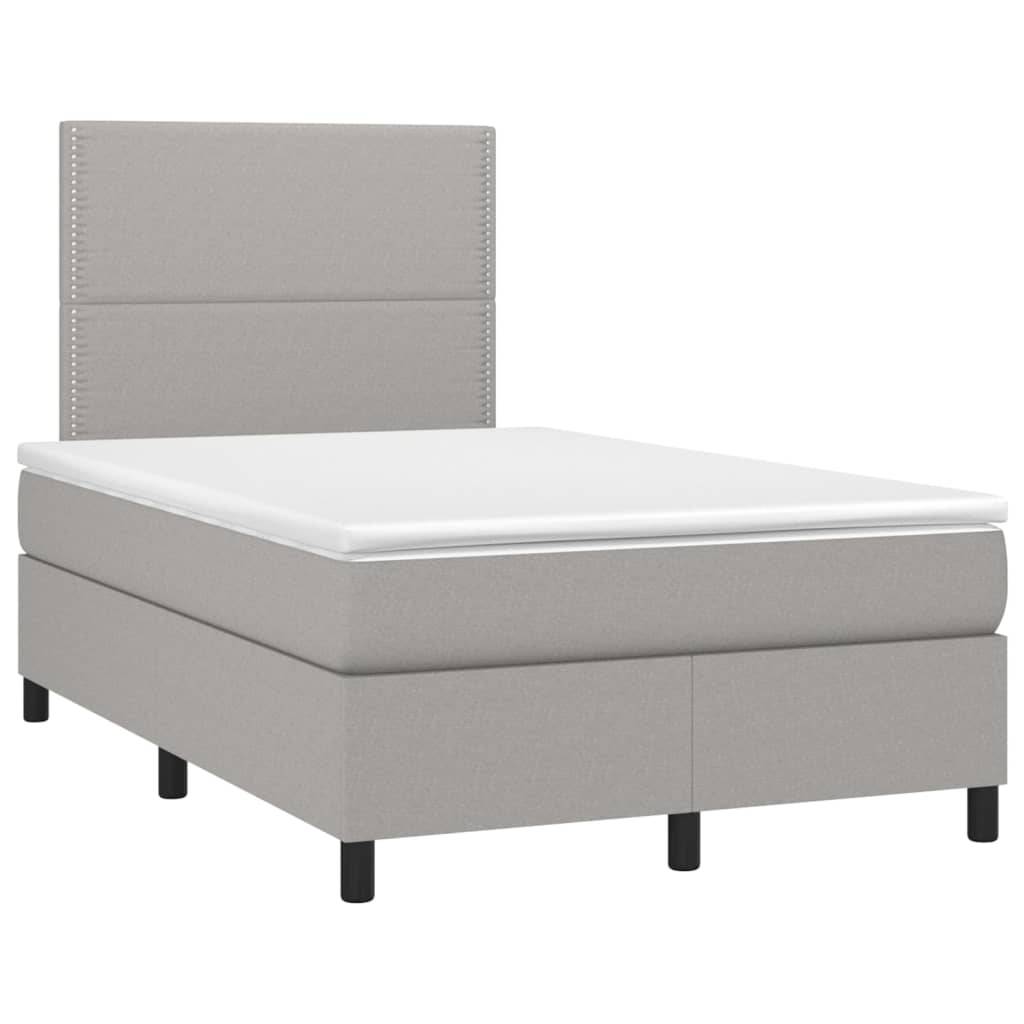 vidaXL Boxspringbett mit Matratze Hellgrau 120x200 cm Stoff