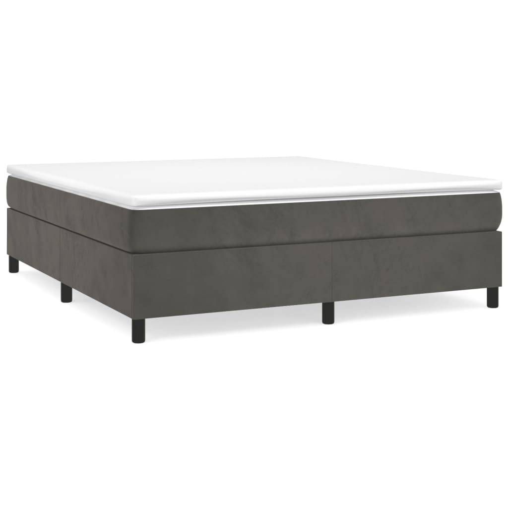 vidaXL Boxspringbett mit Matratze Dunkelgrau 160x200 cm Samt