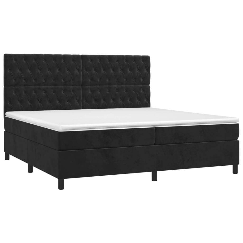 vidaXL Boxspringbett mit Matratze &amp; LED Schwarz 200x200 cm Samt