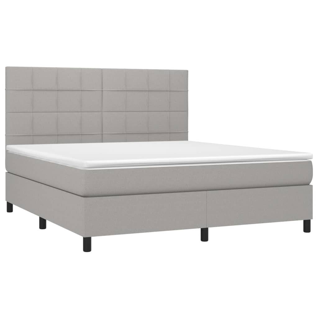 vidaXL Boxspringbett mit Matratze Hellgrau 180x200 cm Stoff