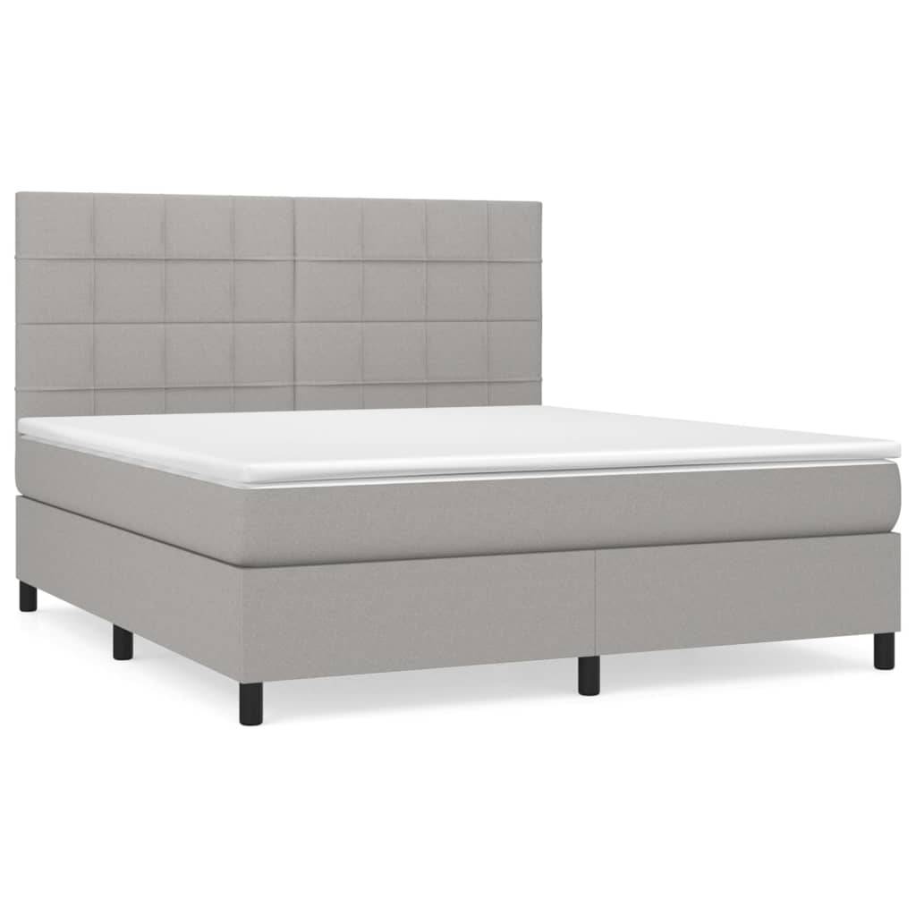 vidaXL Boxspringbett mit Matratze Hellgrau 180x200 cm Stoff