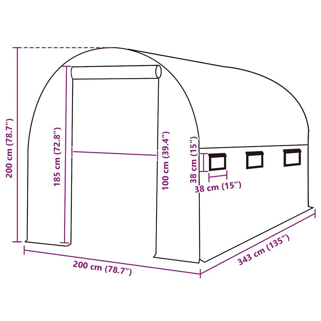 vidaXL Ersatzabdeckung für Gewächshaus (6,86 m²) 200x343x200 cm Grün
