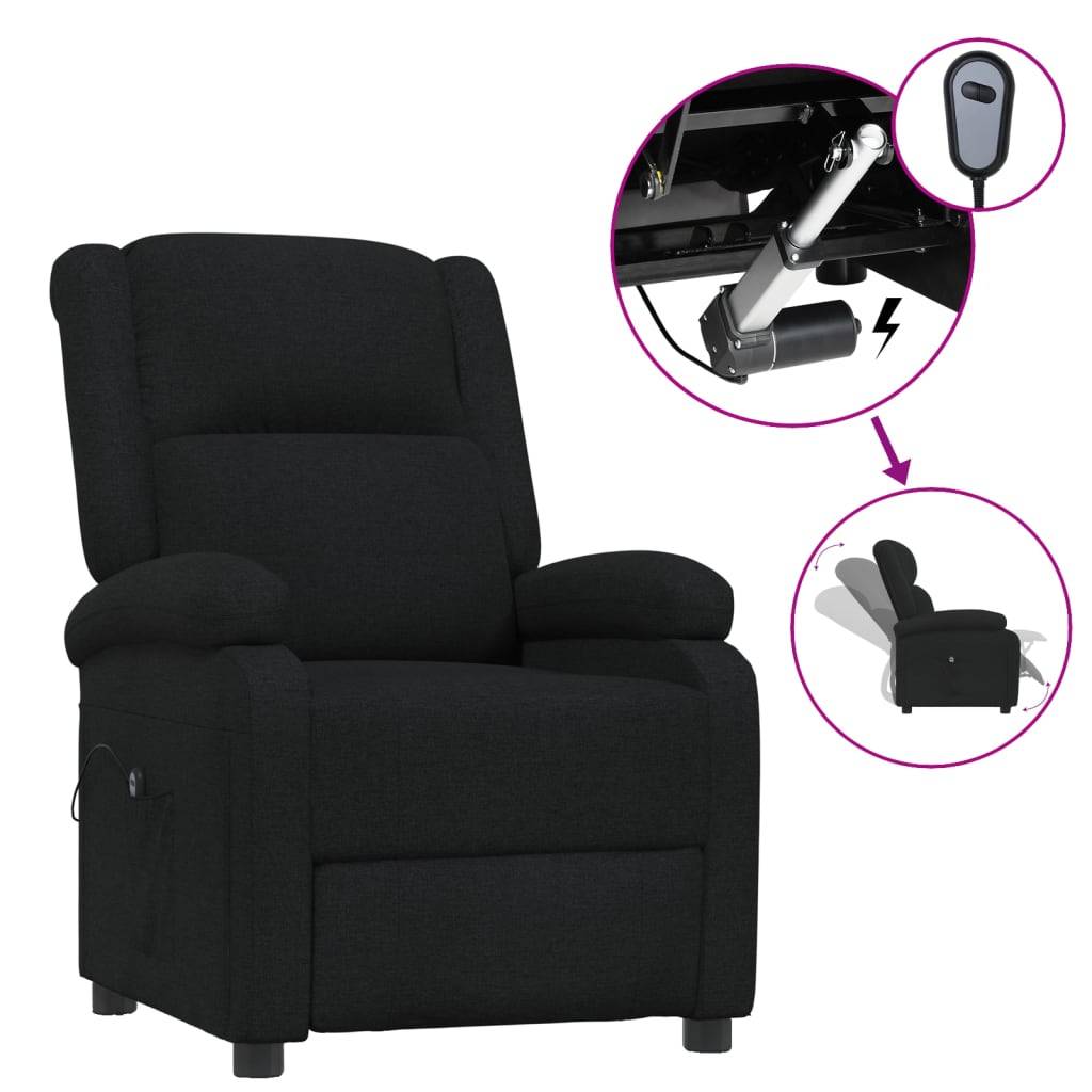 vidaXL Relaxsessel Elektrisch Schwarz Stoff