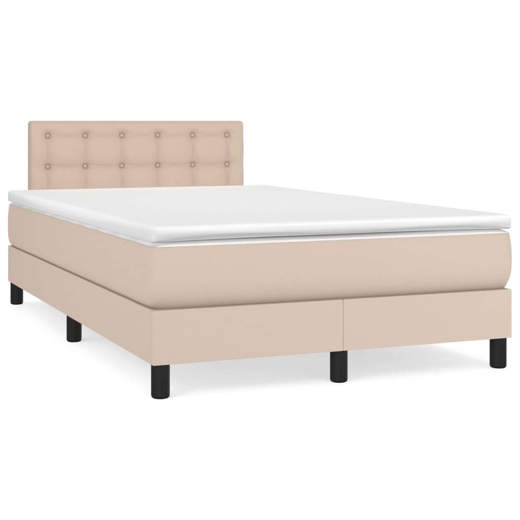vidaXL Boxspringbett Matratze Cappuccino-Braun 120x200cm Kunstleder