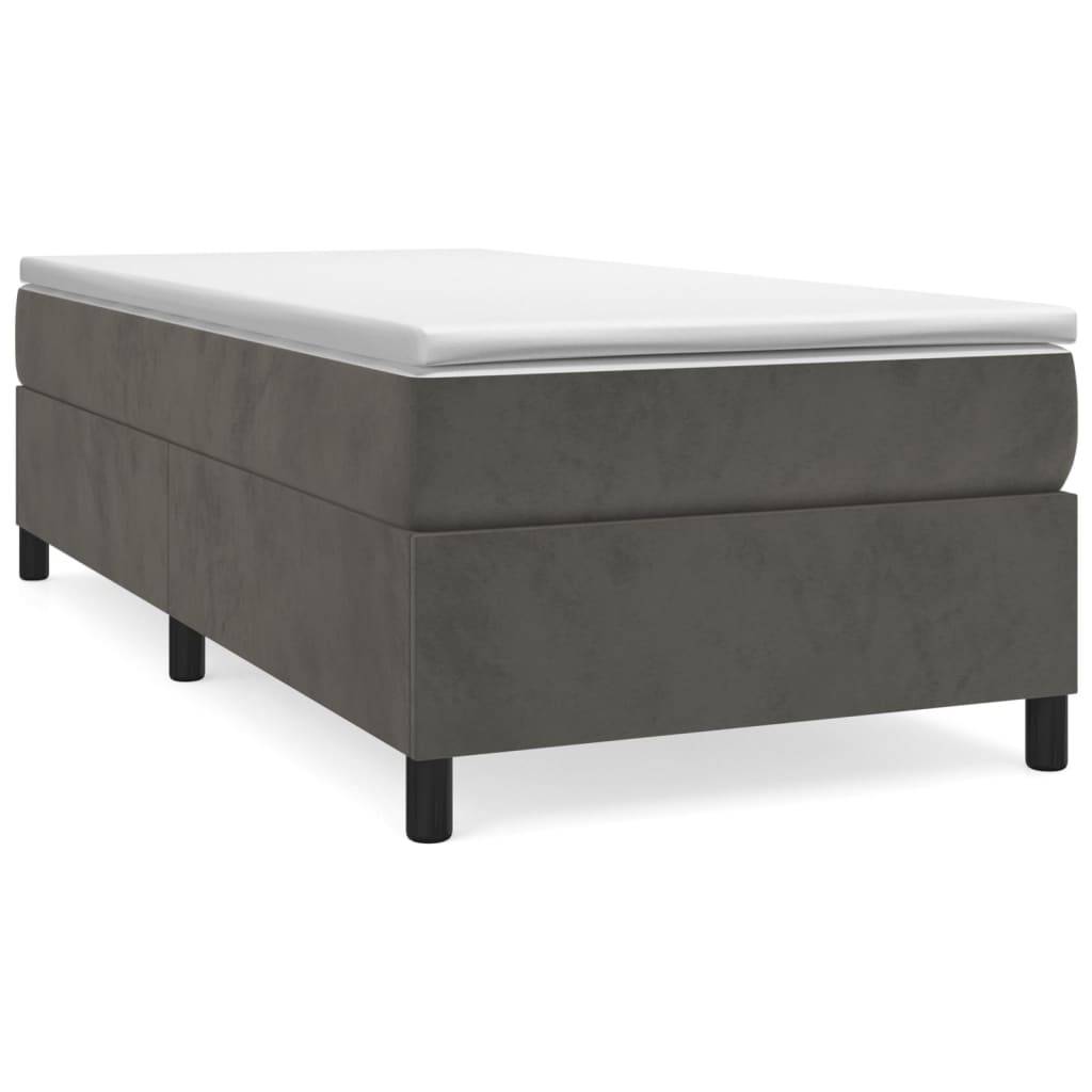 vidaXL Boxspringbett mit Matratze Dunkelgrau 90x190 cm Samt