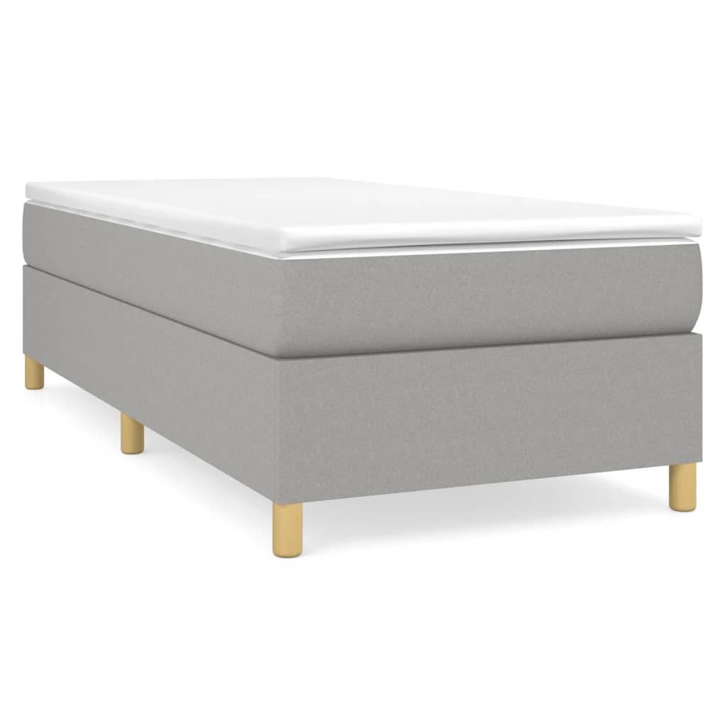 vidaXL Boxspringbett mit Matratze Hellgrau 90x190 cm Stoff