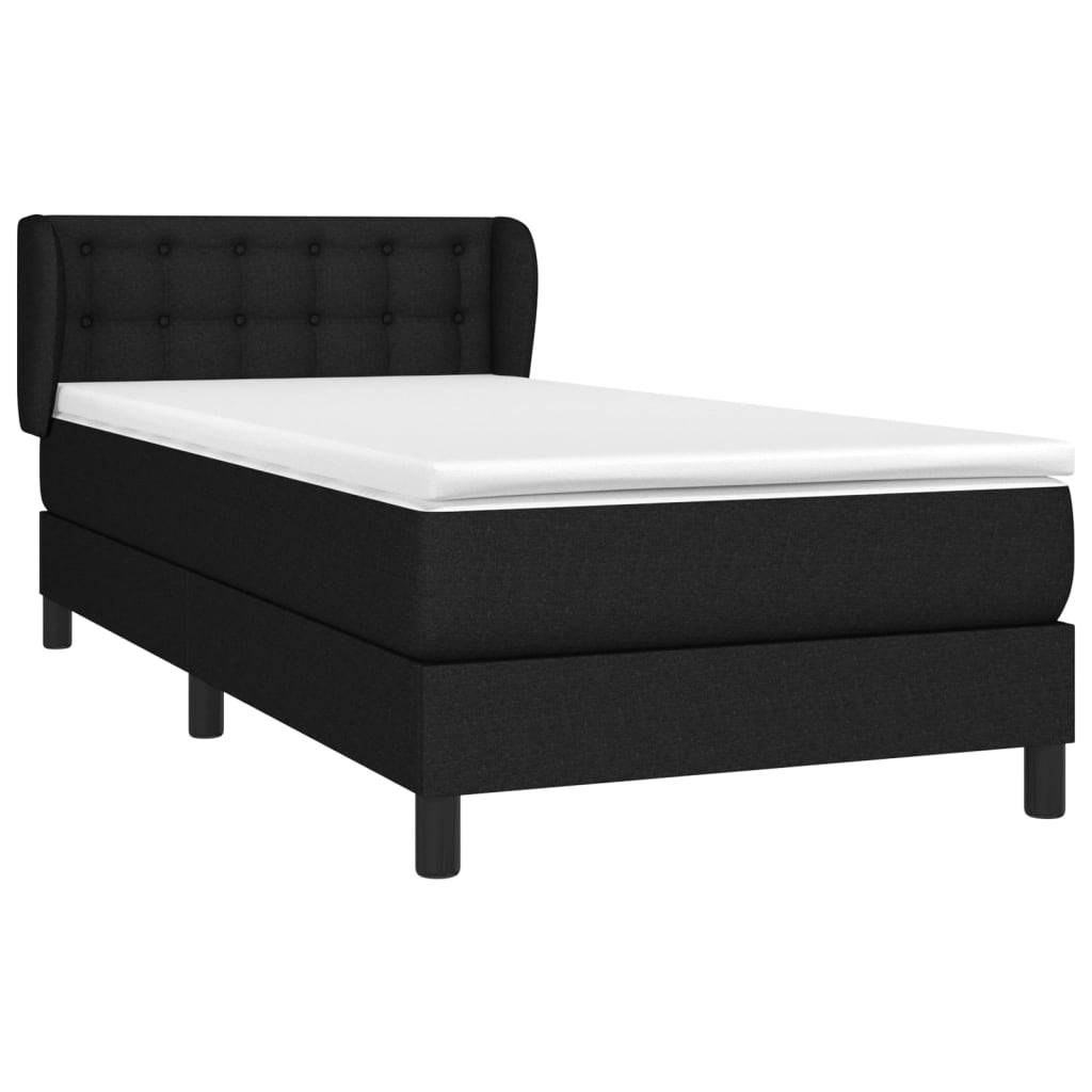 vidaXL Boxspringbett mit Matratze Schwarz 80x200 cm Stoff
