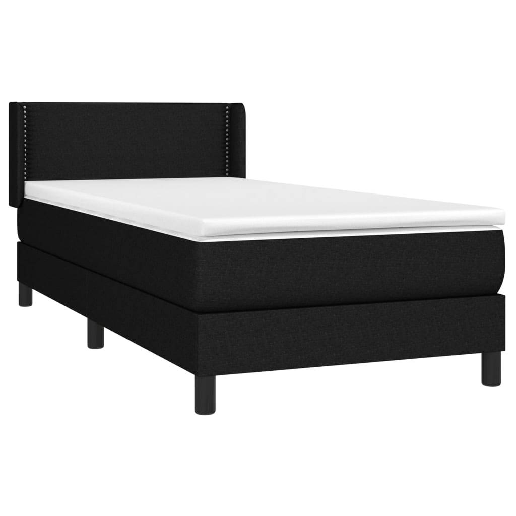 vidaXL Boxspringbett mit Matratze Schwarz 100x200 cm Stoff