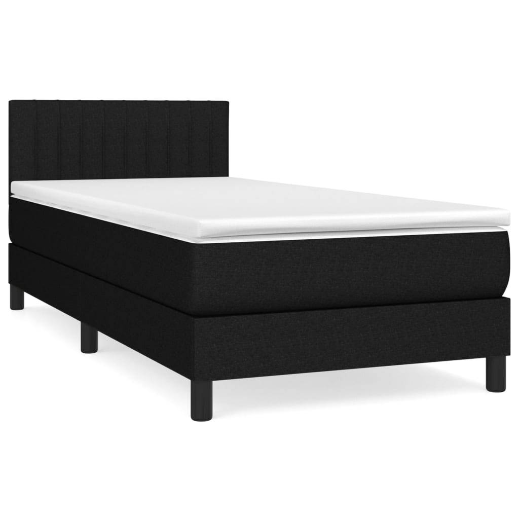 vidaXL Boxspringbett mit Matratze Schwarz 90x200 cm Stoff