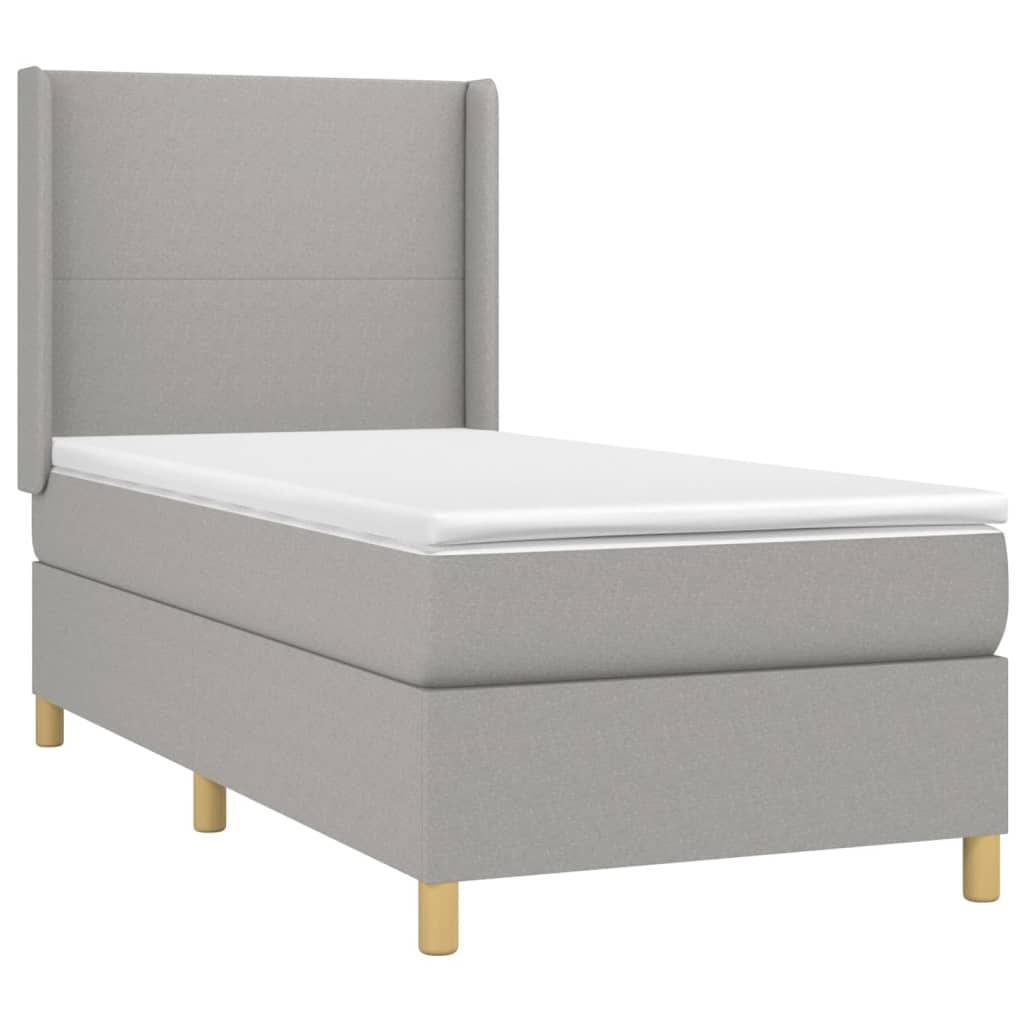 vidaXL Boxspringbett mit Matratze Hellgrau 80x200 cm Stoff
