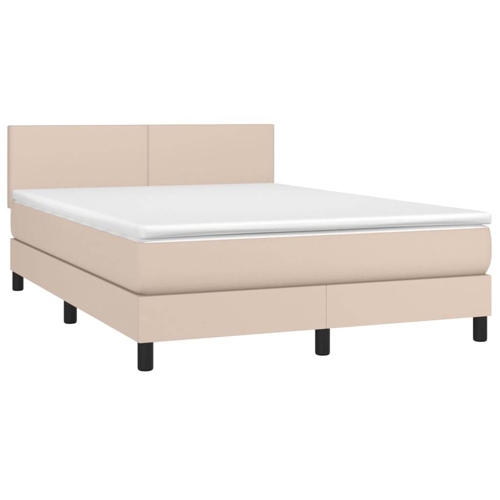 vidaXL Boxspringbett Matratze Cappuccino-Braun 140x190cm Kunstleder