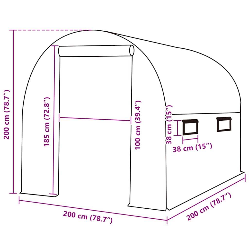 vidaXL Ersatzabdeckung für Gewächshaus (4 m²) 200x200x200 cm Grün