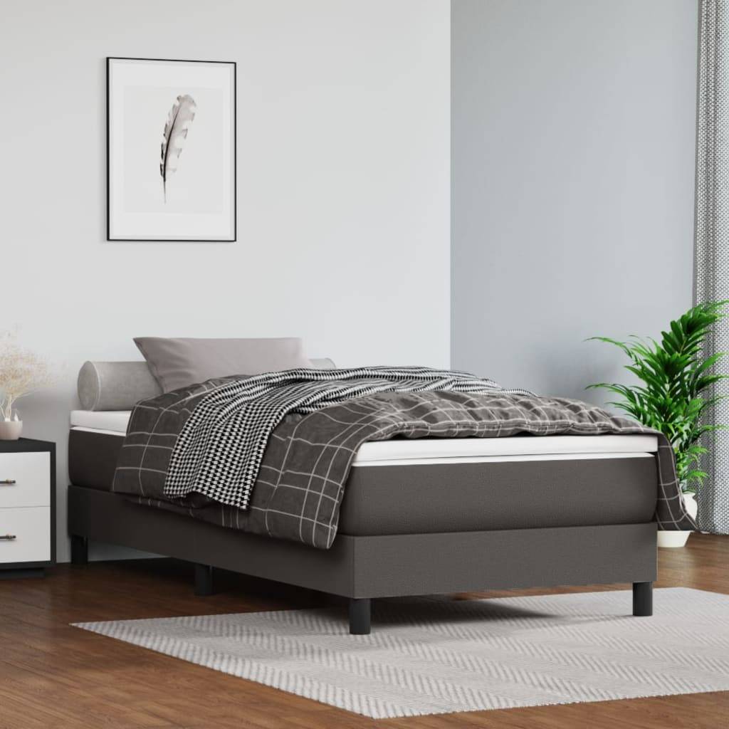vidaXL Bettgestell Grau 90x200 cm Kunstleder