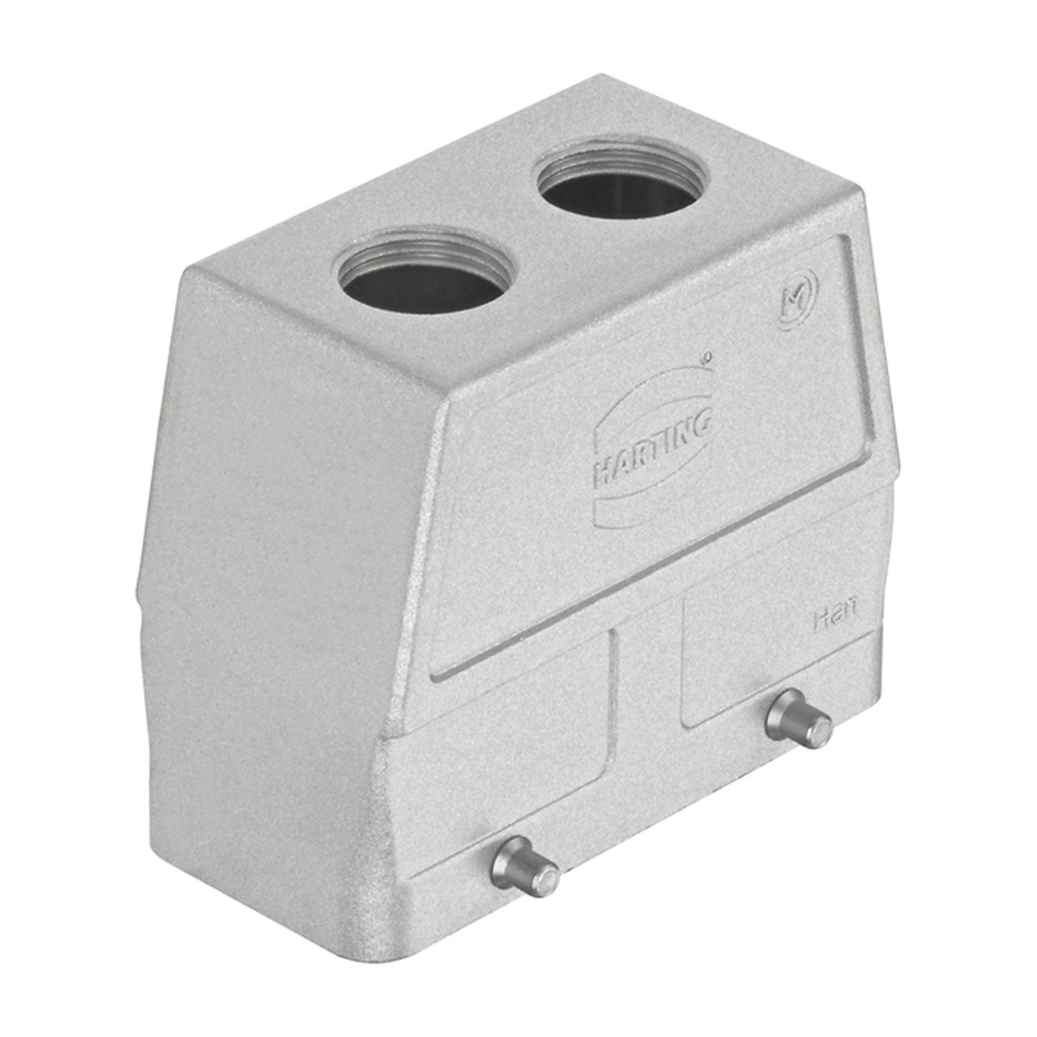 HARTING Han 16B EMV / High Temp Tüllengehäuse hoch, 2xM25 gerader Kabelabgang, für 2 Bügel (am Unterteil) - 1 Stück