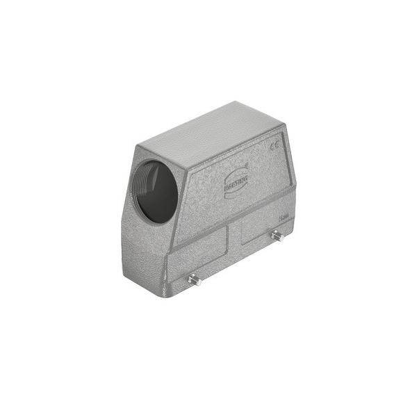 HARTING Industriesteckverbinder-Gehäuse aus Metall, entwickelt für sichere elektrische Verbindungen in Maschinen- und Automatisierungssystemen.