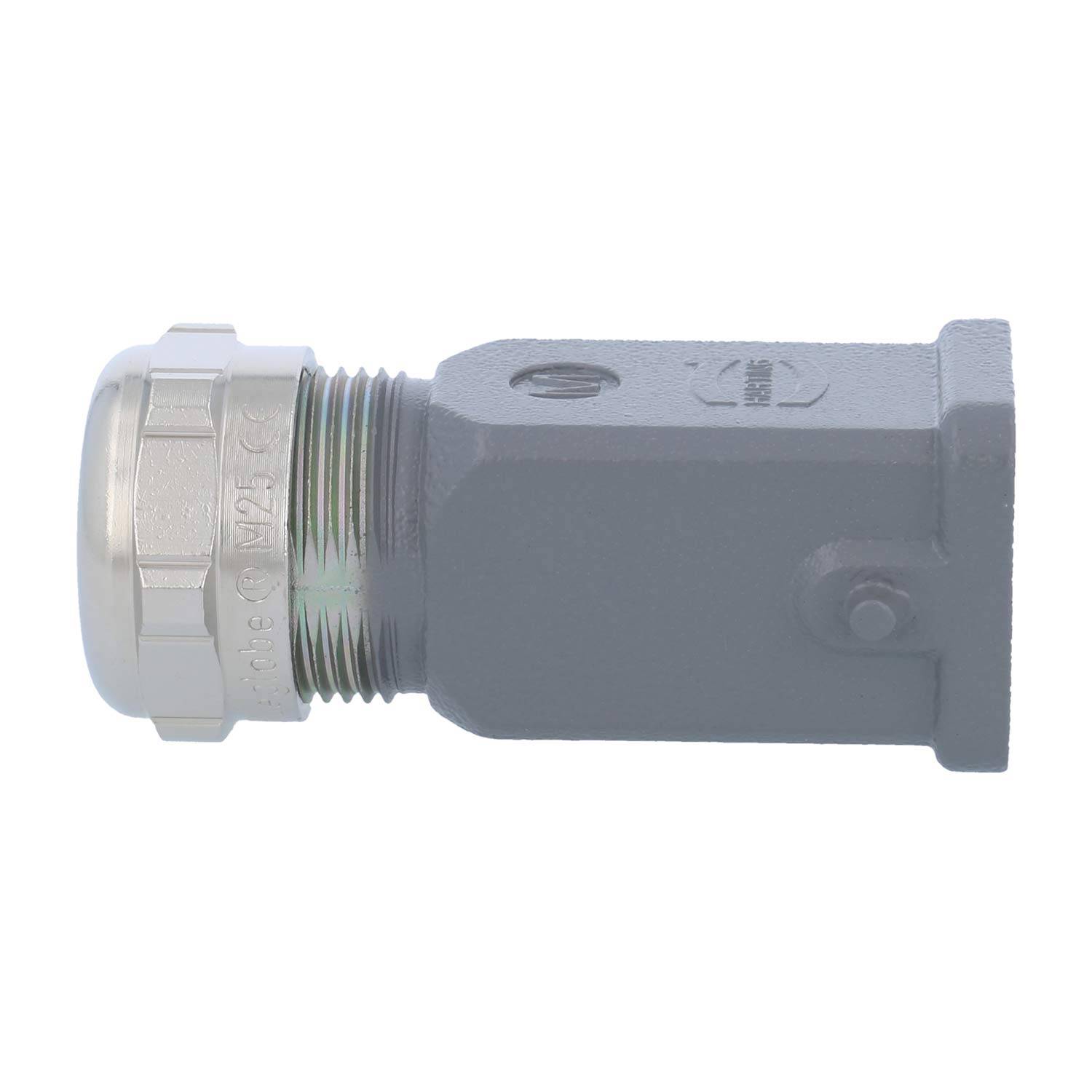 HARTING Han 3A Tüllengehäuse mit eingeklebter Dichtung, 1xM25 gerader Kabelabgang, für 1 Bügel (am Unterteil)