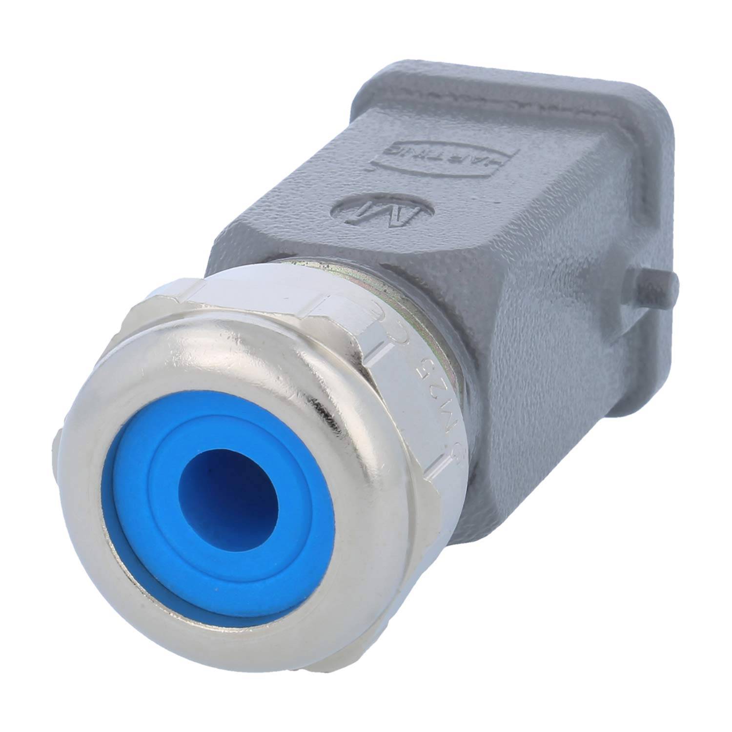 HARTING Han 3A Tüllengehäuse mit eingeklebter Dichtung, 1xM25 gerader Kabelabgang, für 1 Bügel (am Unterteil)