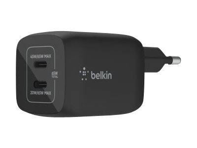Belkin BoostCharge Pro - Netzteil - PPS Technology - 65 Watt - 3.25 A - PD 3.0, Fast Charge - 2 Ausgabeanschlussstellen