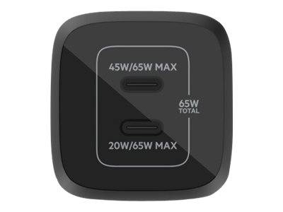 Belkin BoostCharge Pro - Netzteil - PPS Technology - 65 Watt - 3.25 A - PD 3.0, Fast Charge - 2 Ausgabeanschlussstellen