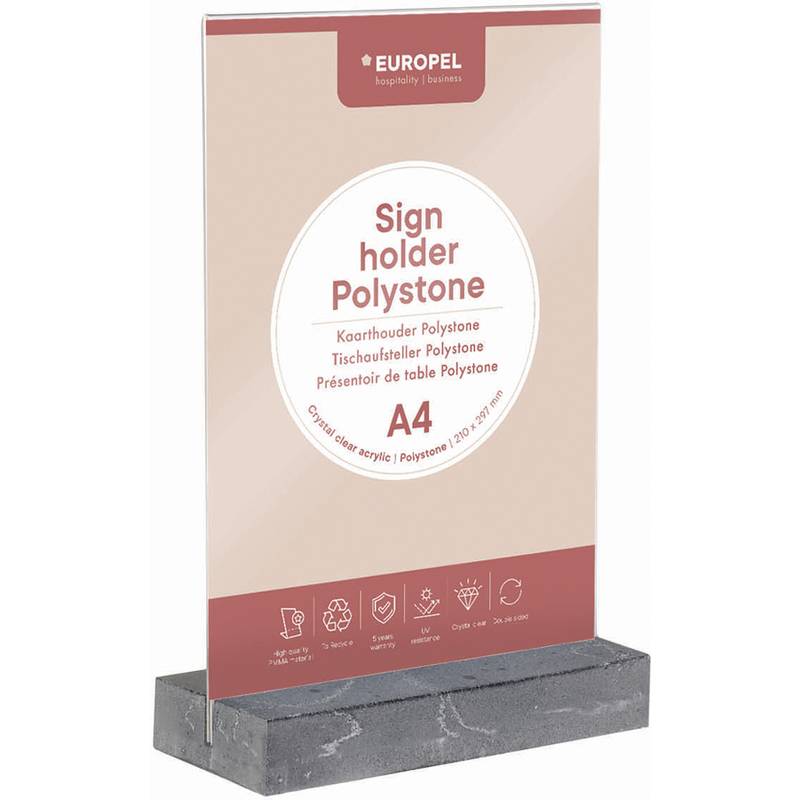 EUROPEL Tischaufsteller, DIN A4 hoch, Polystone anthrazit