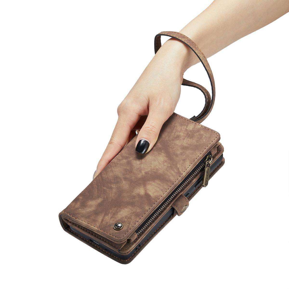 Für Samsung Galaxy S23 Plus Multifunktion Teilbare Handy Tasche Geldbörse Hülle Etuis Braun