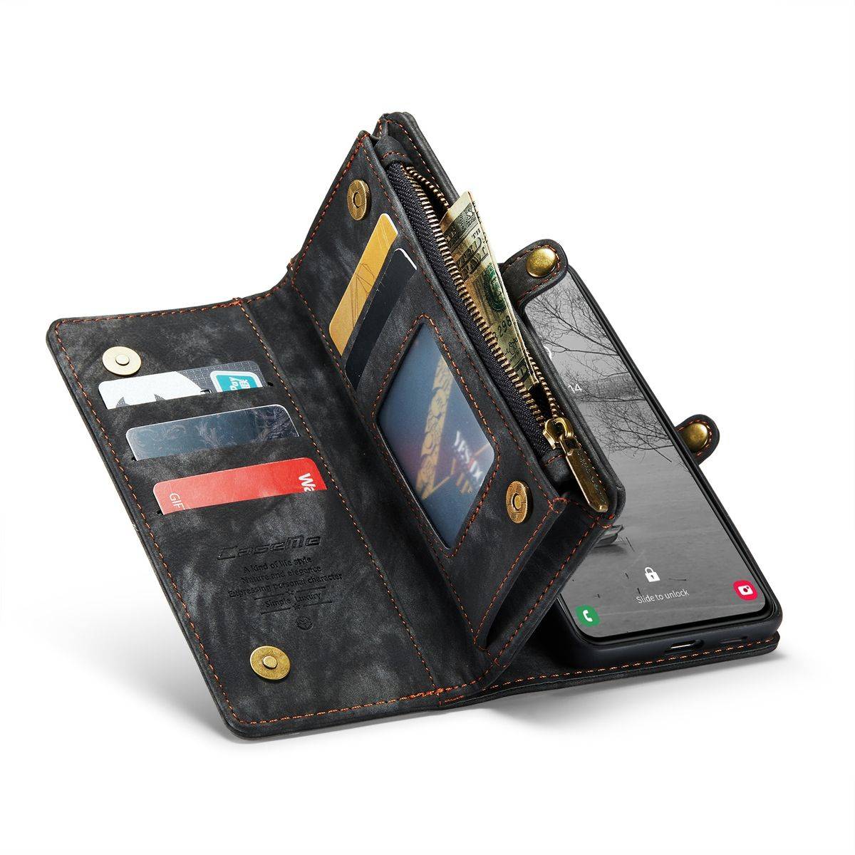 Für Samsung Galaxy S23 Plus Multifunktion Teilbare Handy Tasche Geldbörse Hülle Etuis Schwarz