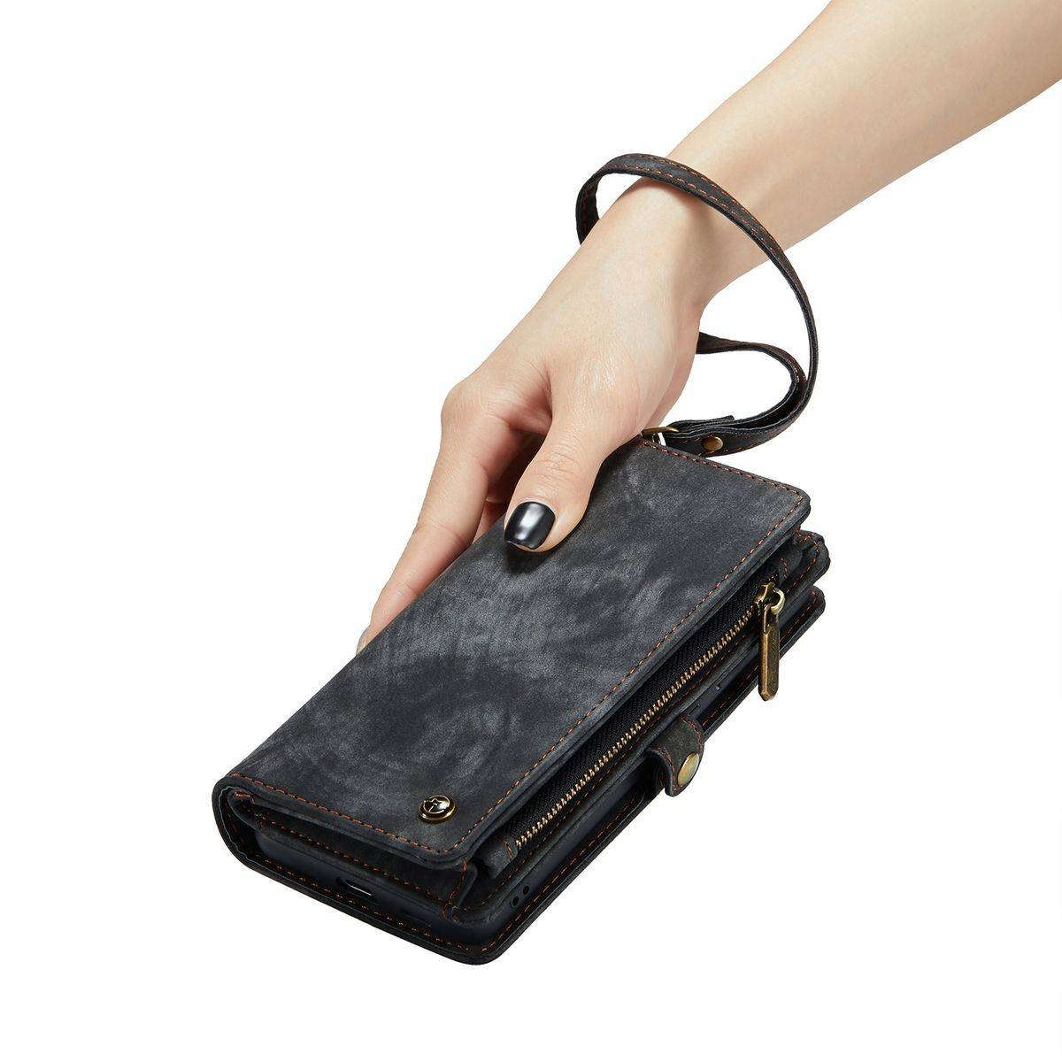 Für Samsung Galaxy S23 Plus Multifunktion Teilbare Handy Tasche Geldbörse Hülle Etuis Schwarz