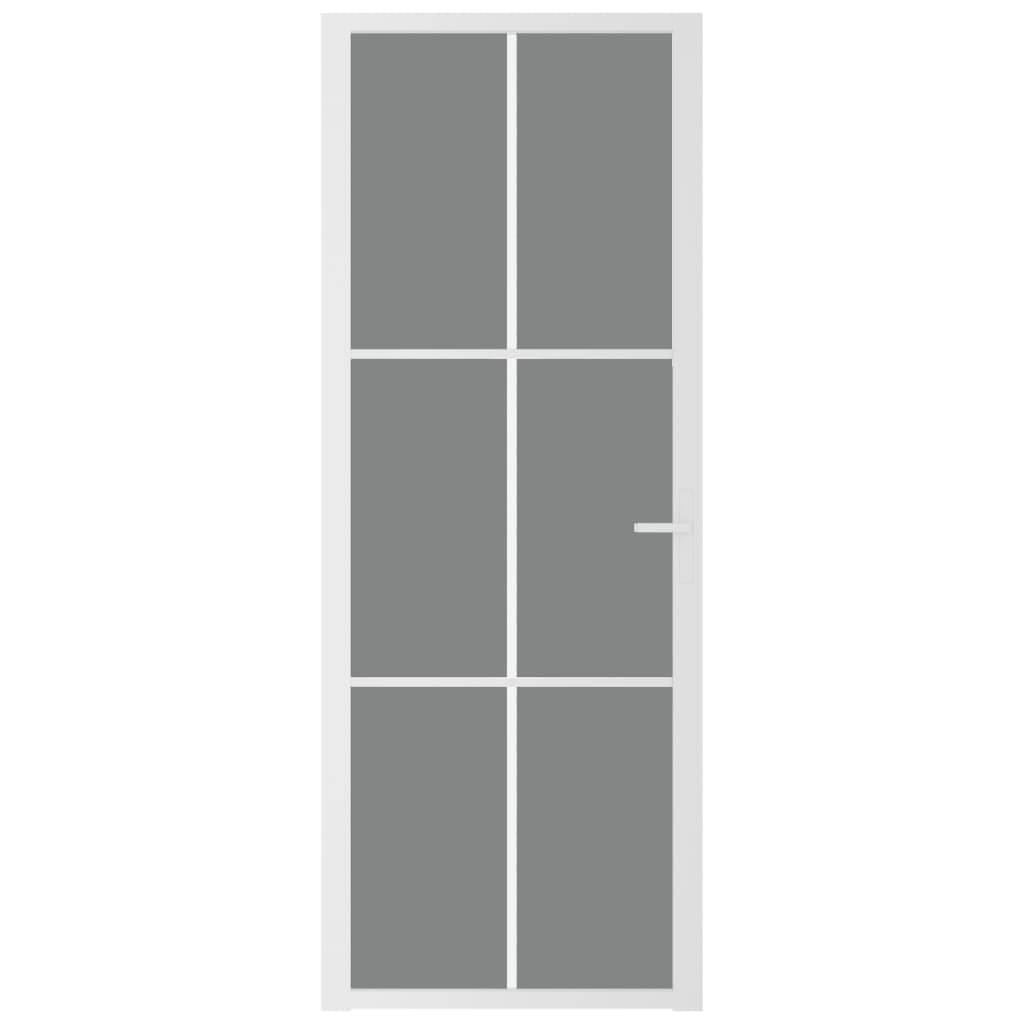 vidaXL Innentür 76x201,5 cm Weiß ESG-Glas und Aluminium