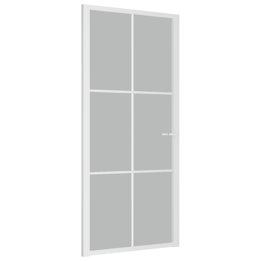 vidaXL Innentür 93x201,5 cm Weiß Mattglas und Aluminium