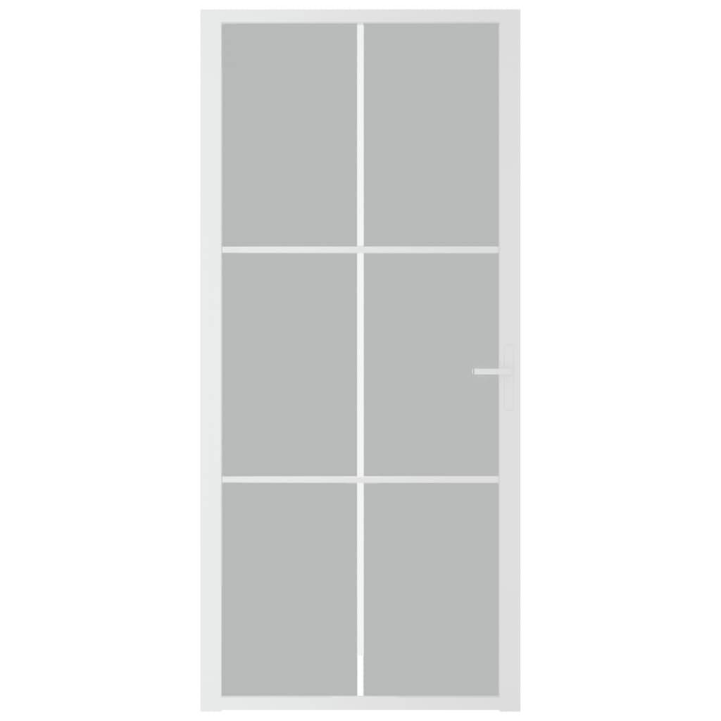 vidaXL Innentür 93x201,5 cm Weiß Mattglas und Aluminium