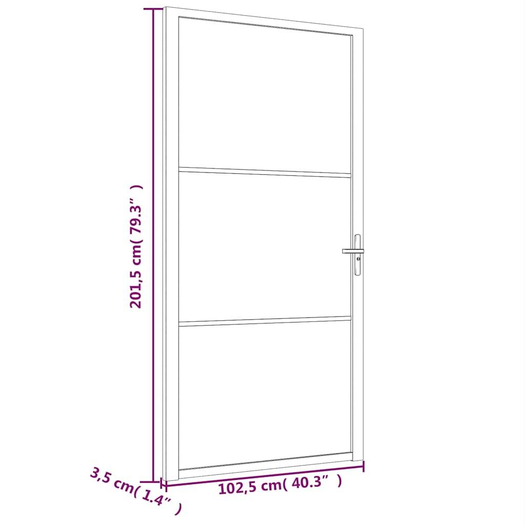 vidaXL Innentür 102,5x201,5 cm Schwarz Mattglas und Aluminium