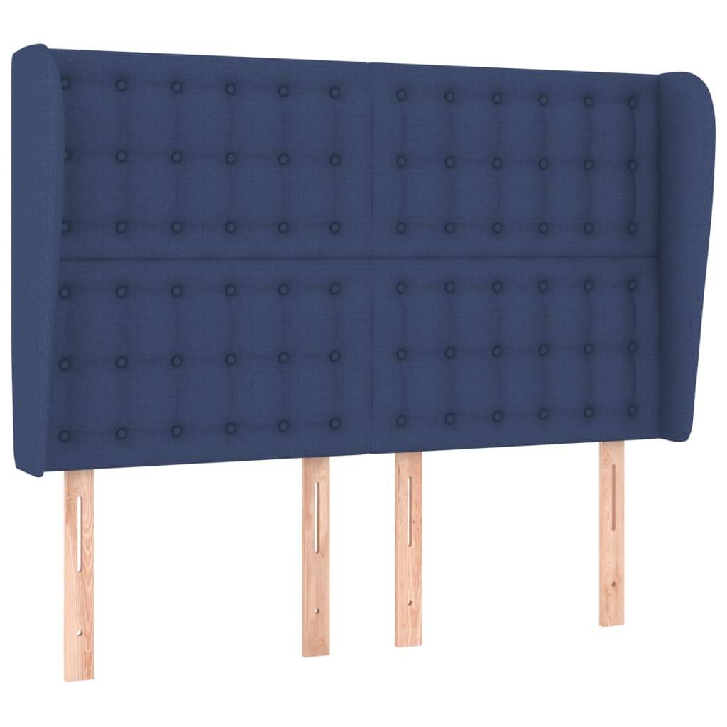 vidaXL Kopfteil mit Ohren Blau 147x23x118/128 cm Stoff