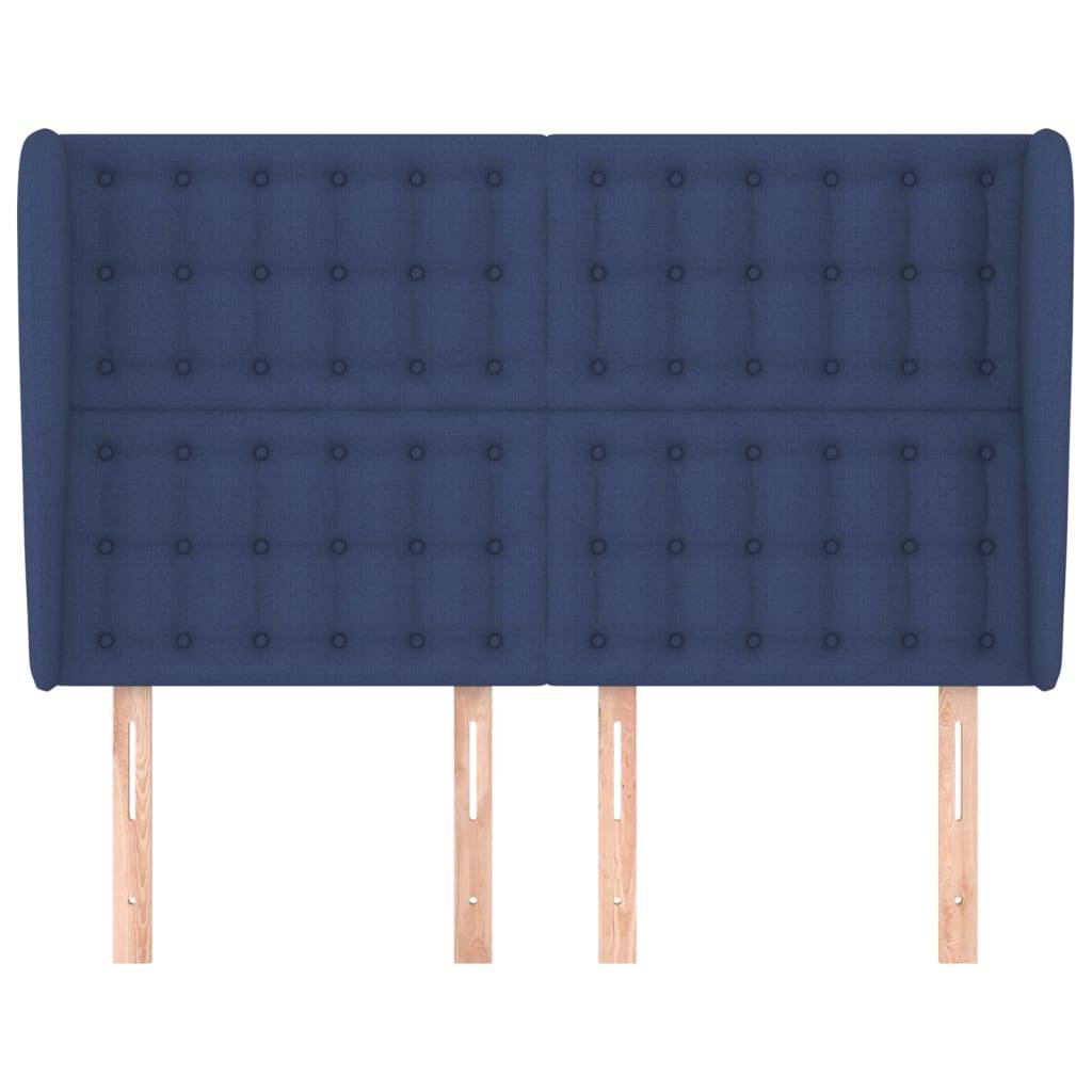 vidaXL Kopfteil mit Ohren Blau 147x23x118/128 cm Stoff