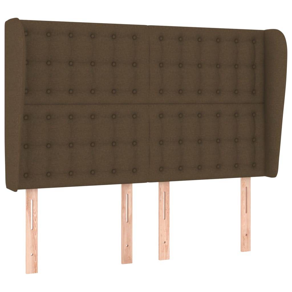 vidaXL Kopfteil mit Ohren Dunkelbraun 147x23x118/128 cm Stoff