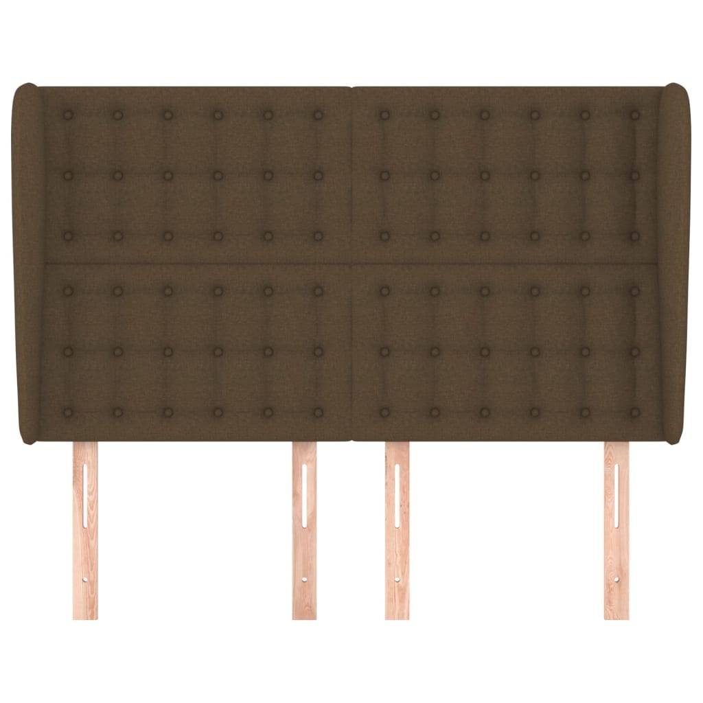 vidaXL Kopfteil mit Ohren Dunkelbraun 147x23x118/128 cm Stoff