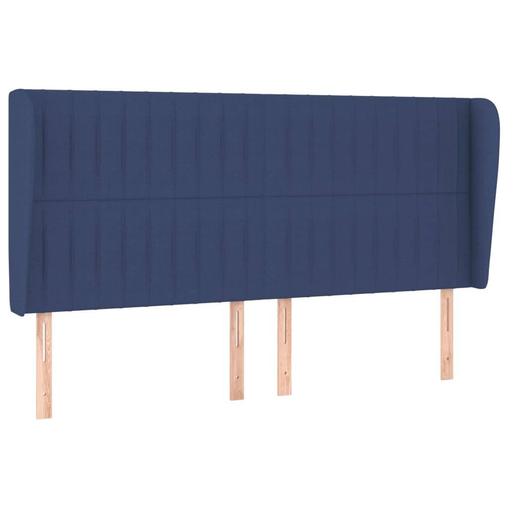 vidaXL Kopfteil mit Ohren Blau 203x23x118/128 cm Stoff