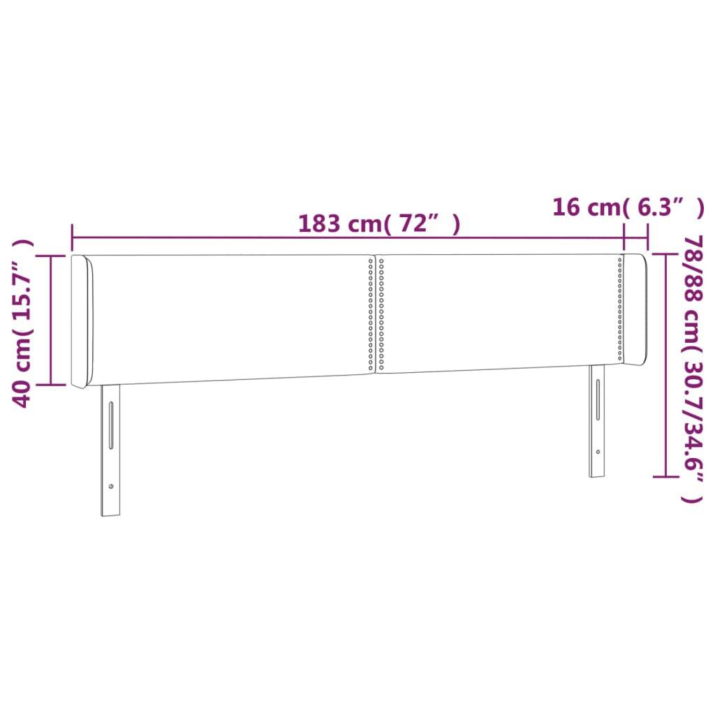 vidaXL LED Kopfteil Rosa 183x16x78/88 cm Samt