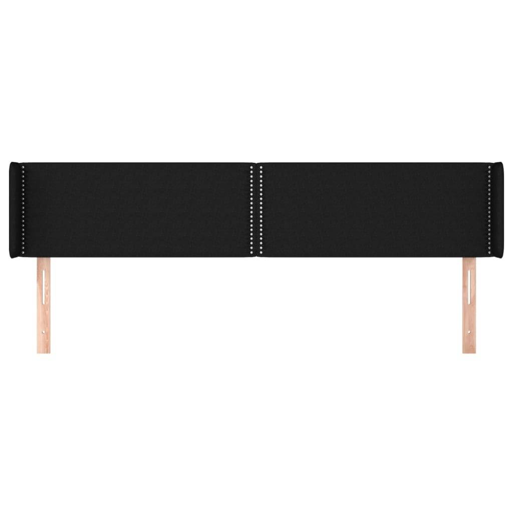 vidaXL Kopfteil mit Ohren Schwarz 203x16x78/88 cm Stoff