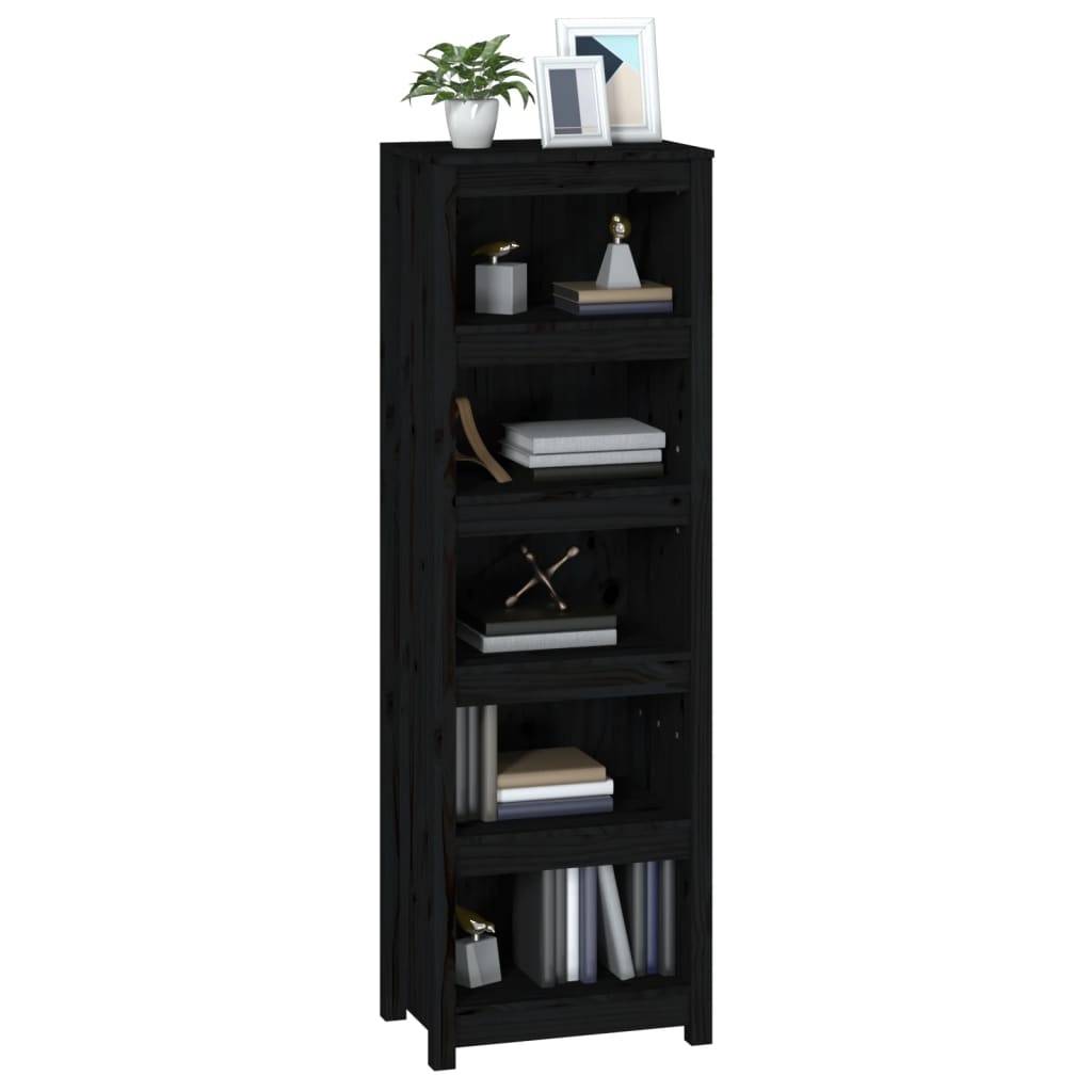 vidaXL Bücherregal Schwarz 50x35x154 cm Massivholz Kiefer