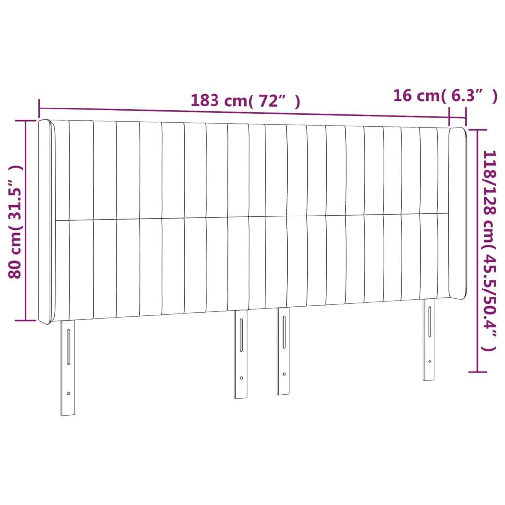 vidaXL Kopfteil mit Ohren Dunkelgrau 183x16x118/128 cm Samt