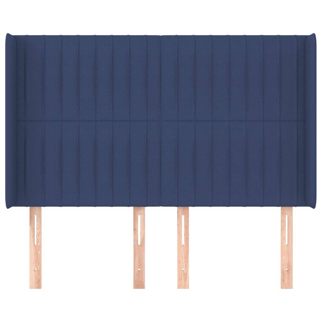 vidaXL Kopfteil mit Ohren Blau 147x16x118/128 cm Stoff