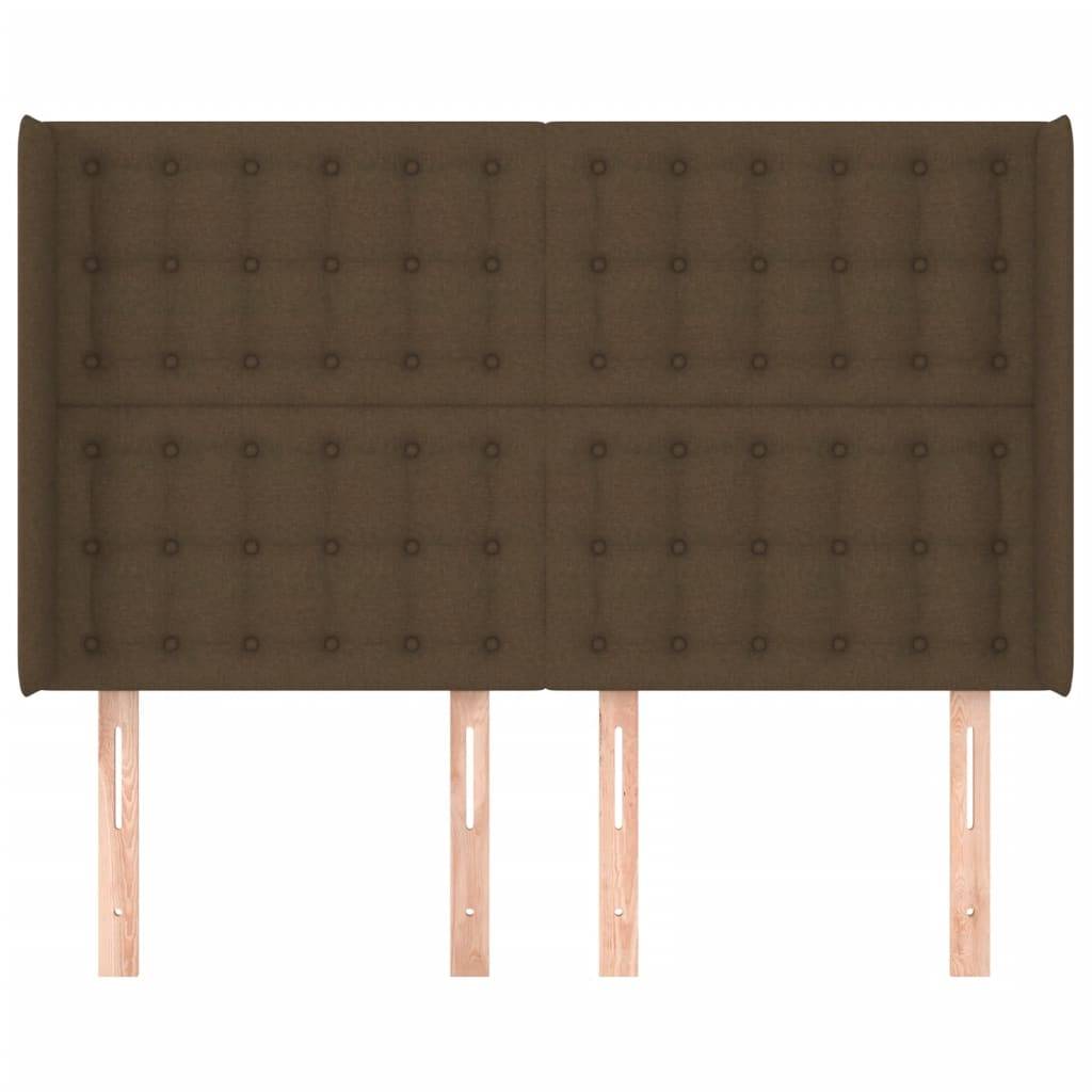 vidaXL Kopfteil mit Ohren Dunkelbraun 147x16x118/128 cm Stoff
