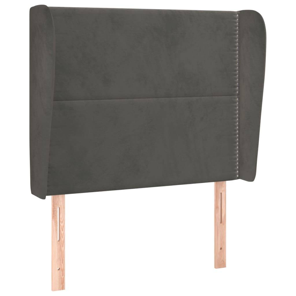 vidaXL Kopfteil mit Ohren Dunkelgrau 103x23x118/128 cm Samt