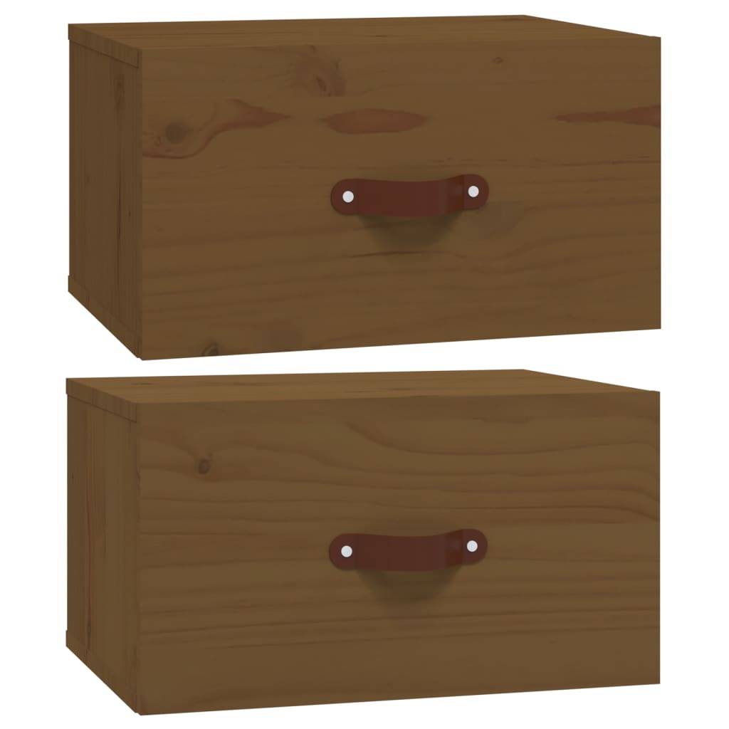 vidaXL Wand-Nachttische 2 Stk. Honigbraun 40x29,5x22 cm