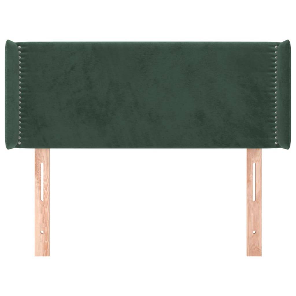 vidaXL Kopfteil mit Ohren Dunkelgrün 103x16x78/88 cm Samt