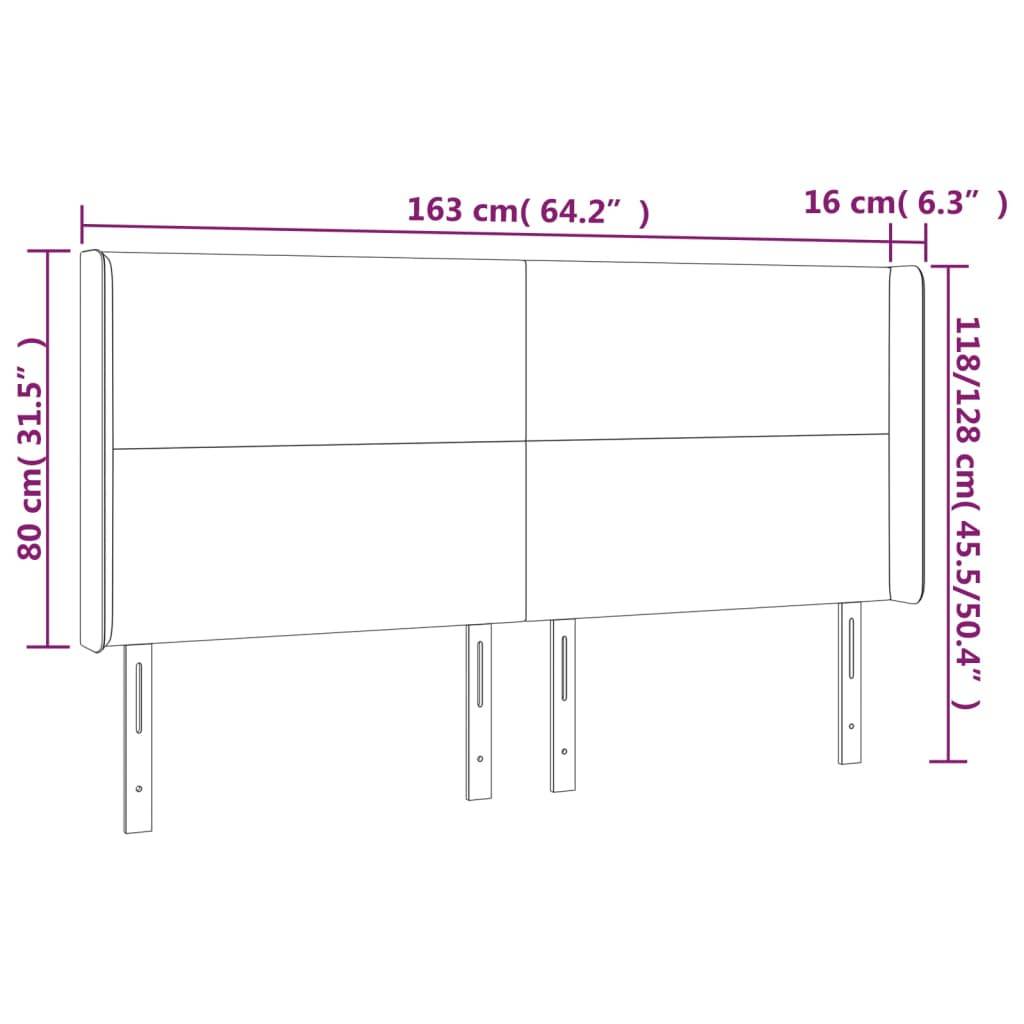 vidaXL LED Kopfteil Creme 163x16x118/128 cm Stoff