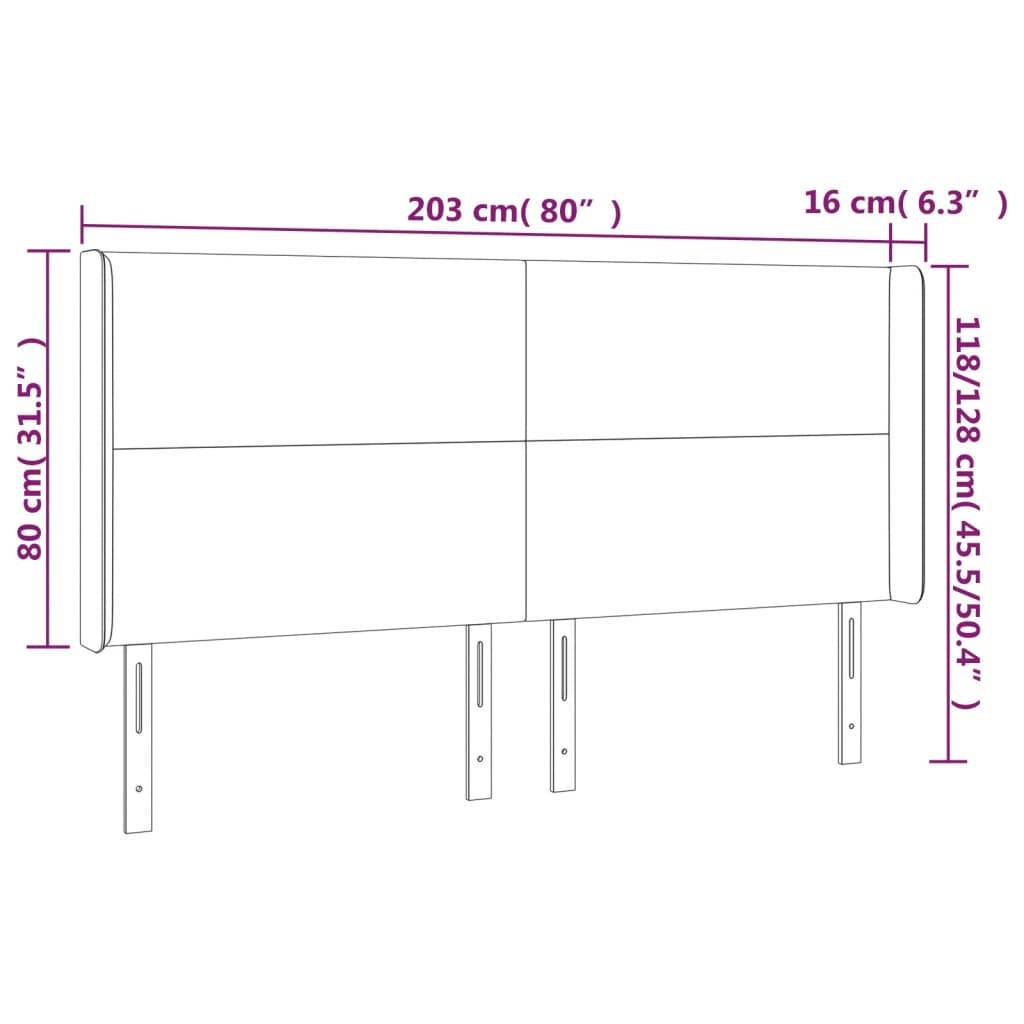 vidaXL LED Kopfteil Schwarz 203x16x118/128 cm Stoff